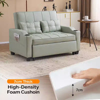 Canapé-lit convertible inclinable en cuir rembourré anti-griffes pour petits espaces avec coussins