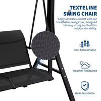 Balancelle d'extérieur avec auvent réglable, balancelle de patio 3 personnes avec ombrage inclinable réglable, balancelle de porche 3 places avec auvent