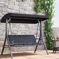 Balancelle d'extérieur avec auvent réglable, balancelle de patio 3 personnes avec ombrage inclinable réglable, balancelle de porche 3 places avec auvent