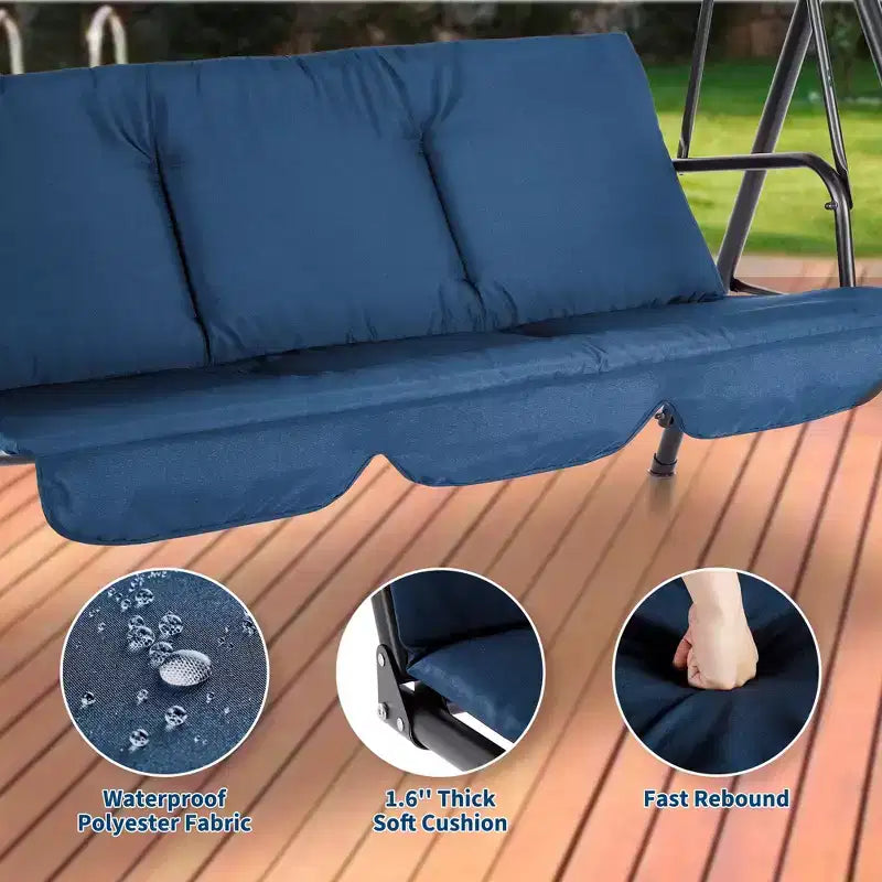 Balancelle d'extérieur avec auvent réglable, balancelle de patio 3 personnes avec ombrage inclinable réglable, balancelle de porche 3 places avec auvent
