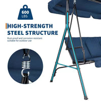 Balancelle d'extérieur avec auvent réglable, balancelle de patio 3 personnes avec ombrage inclinable réglable, balancelle de porche 3 places avec auvent