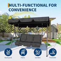 Balancelle d'extérieur avec auvent réglable, balancelle de patio 3 personnes avec ombrage inclinable réglable, balancelle de porche 3 places avec auvent
