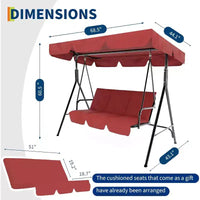 Balancelle d'extérieur avec auvent réglable, balancelle de patio 3 personnes avec ombrage inclinable réglable, balancelle de porche 3 places avec auvent
