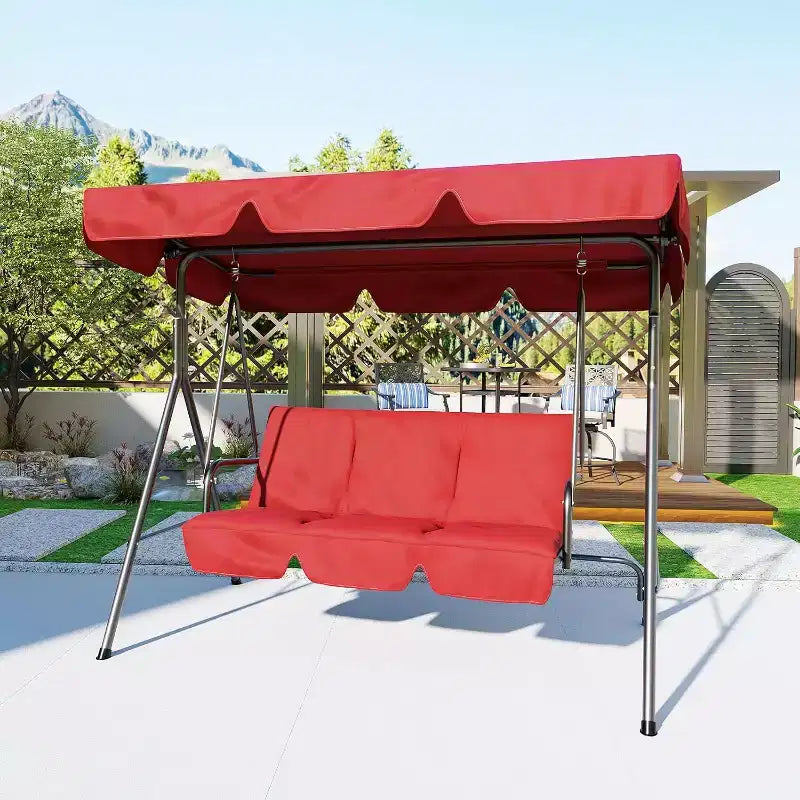 Balancelle d'extérieur avec auvent réglable, balancelle de patio 3 personnes avec ombrage inclinable réglable, balancelle de porche 3 places avec auvent