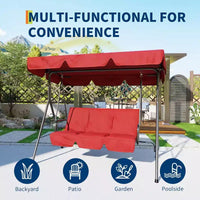 Balancelle d'extérieur avec auvent réglable, balancelle de patio 3 personnes avec ombrage inclinable réglable, balancelle de porche 3 places avec auvent