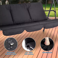 Balancelle d'extérieur avec auvent réglable, balancelle de patio 3 personnes avec ombrage inclinable réglable, balancelle de porche 3 places avec auvent