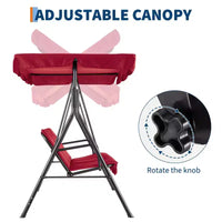 Balancelle d'extérieur avec auvent réglable, balancelle de patio 3 personnes avec ombrage inclinable réglable, balancelle de porche 3 places avec auvent