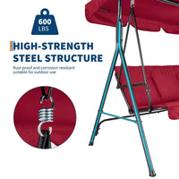 Balancelle d'extérieur avec auvent réglable, balancelle de patio 3 personnes avec ombrage inclinable réglable, balancelle de porche 3 places avec auvent