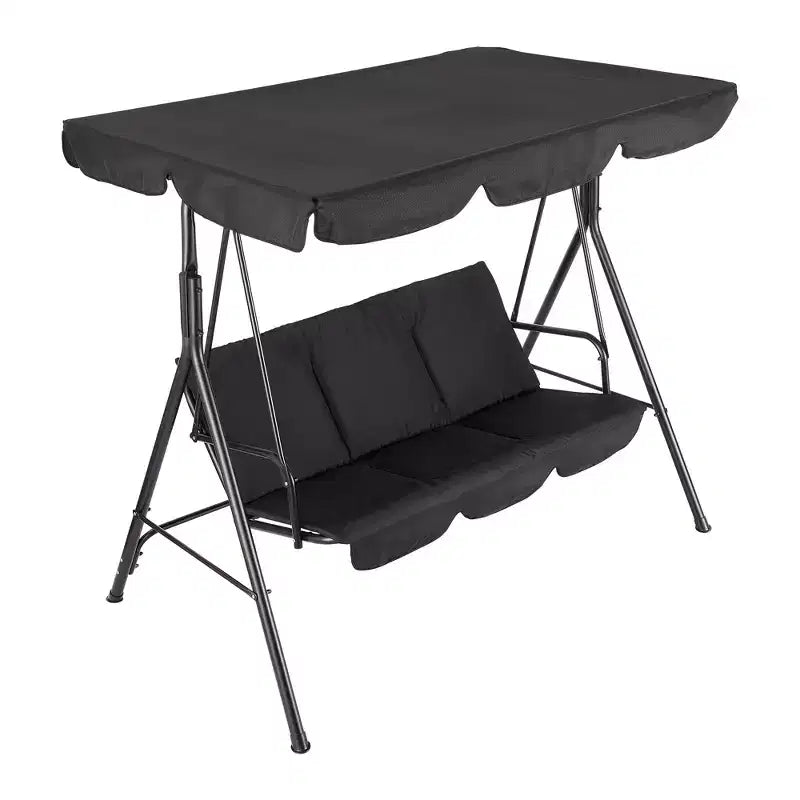 Balancelle d'extérieur avec auvent réglable, balancelle de patio 3 personnes avec ombrage inclinable réglable, balancelle de porche 3 places avec auvent