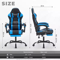 Chaise gaming avec repose-pieds, chaise d'ordinateur ergonomique avec appui-tête et soutien lombaire, chaise de jeu respirante à hauteur réglable pour la maison et le bureau