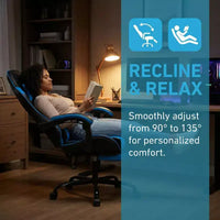 Chaise gaming avec repose-pieds, chaise d'ordinateur ergonomique avec appui-tête et soutien lombaire, chaise de jeu respirante à hauteur réglable pour la maison et le bureau