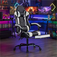 Chaise gaming avec repose-pieds, chaise d'ordinateur ergonomique avec appui-tête et soutien lombaire, chaise de jeu respirante à hauteur réglable pour la maison et le bureau