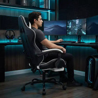 Chaise gaming avec repose-pieds, chaise d'ordinateur ergonomique avec appui-tête et soutien lombaire, chaise de jeu respirante à hauteur réglable pour la maison et le bureau