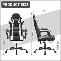 Chaise gaming avec repose-pieds, chaise d'ordinateur ergonomique avec appui-tête et soutien lombaire, chaise de jeu respirante à hauteur réglable pour la maison et le bureau