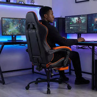 Chaise gaming avec repose-pieds, chaise d'ordinateur ergonomique avec appui-tête et soutien lombaire, chaise de jeu respirante à hauteur réglable pour la maison et le bureau