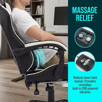 Chaise gaming avec repose-pieds, chaise d'ordinateur ergonomique avec appui-tête et soutien lombaire, chaise de jeu respirante à hauteur réglable pour la maison et le bureau