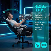 Chaise gaming avec repose-pieds, chaise d'ordinateur ergonomique avec appui-tête et soutien lombaire, chaise de jeu respirante à hauteur réglable pour la maison et le bureau
