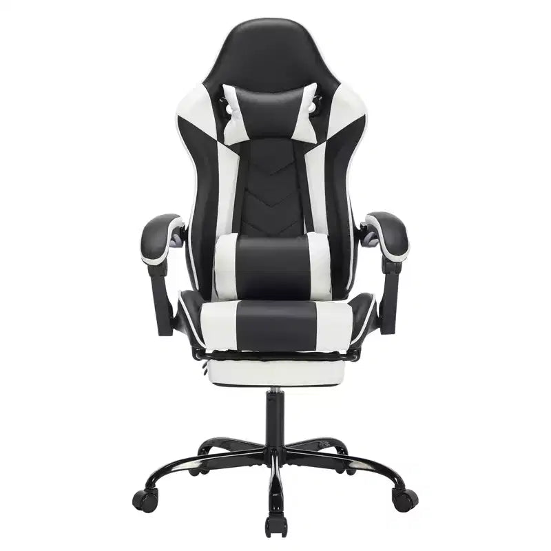 Chaise gaming avec repose-pieds, chaise d'ordinateur ergonomique avec appui-tête et soutien lombaire, chaise de jeu respirante à hauteur réglable pour la maison et le bureau