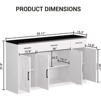 Buffet de ferme avec rangement – Grand buffet de cuisine de 140 cm avec 3 tiroirs, meuble bar à café en bois pour salle à manger et salon
