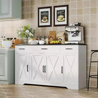 Farmhouse Sideboard Buffet Cabinet with Storage  55 Large Kitchen Buffet with 3 Drawers, Wood Coffee Bar Station for Dining Room & Living Room
