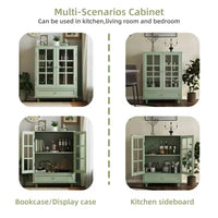 Buffet minimaliste FurnitureR avec portes vitrées et tiroir, armoire de rangement style ferme pour salle à manger, cuisine, salon, entrée