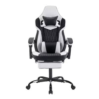 LauKingdom Gaming Chair with Footrest, Ergonomic High-Back Gamer Chair, Adjustable Headrest & Lumbar, PU Leather Racing Style for Office & Home