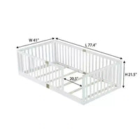 Lit et sommier Whisen Twin Floor avec barrières hautes, 6 lattes incluses, garde-corps de sécurité, sans porte