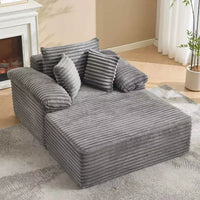 Méridienne canapé-lit surdimensionnée 48,8" - canapé sans structure rembourré en velours côtelé avec coussins et large accoudoir pour salon et chambre