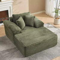 Méridienne canapé-lit surdimensionnée 48,8" - canapé sans structure rembourré en velours côtelé avec coussins et large accoudoir pour salon et chambre