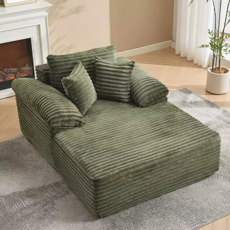 Méridienne canapé-lit surdimensionnée 48,8" - canapé sans structure rembourré en velours côtelé avec coussins et large accoudoir pour salon et chambre