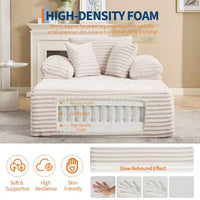 Méridienne canapé-lit surdimensionnée 48,8" - canapé sans structure rembourré en velours côtelé avec coussins et large accoudoir pour salon et chambre