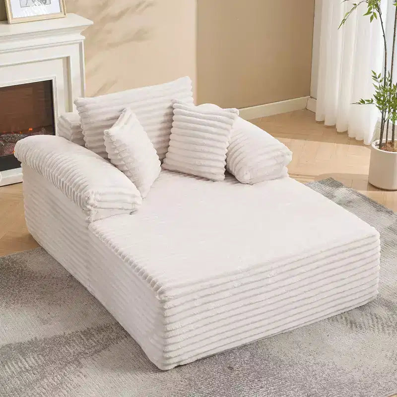Méridienne canapé-lit surdimensionnée 48,8" - canapé sans structure rembourré en velours côtelé avec coussins et large accoudoir pour salon et chambre