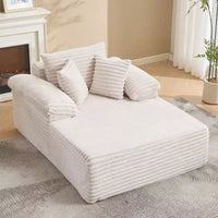 Méridienne canapé-lit surdimensionnée 48,8" - canapé sans structure rembourré en velours côtelé avec coussins et large accoudoir pour salon et chambre