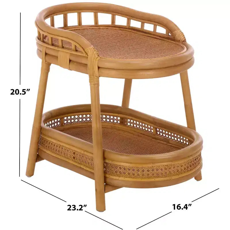 Table d'appoint à pôle en rotin Shayleen 2 étagères - CWK3023 - Naturel - Safavieh Couture