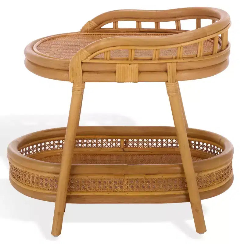 Table d'appoint à pôle en rotin Shayleen 2 étagères - CWK3023 - Naturel - Safavieh Couture