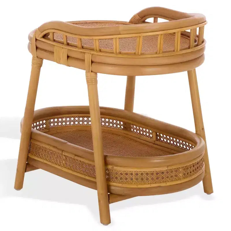 Table d'appoint à pôle en rotin Shayleen 2 étagères - CWK3023 - Naturel - Safavieh Couture