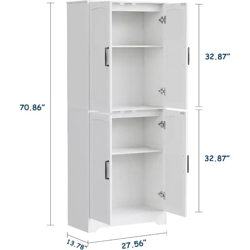 Garde-manger de cuisine style ferme, armoire de rangement garde-manger haute 71 en bois avec 4 portes et étagères réglables, buffet pour salle à manger, salon