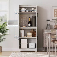 Garde-manger de cuisine style ferme, armoire de rangement garde-manger haute 71 en bois avec 4 portes et étagères réglables, buffet pour salle à manger, salon