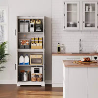 Garde-manger de cuisine style ferme, armoire de rangement garde-manger haute 71 en bois avec 4 portes et étagères réglables, buffet pour salle à manger, salon