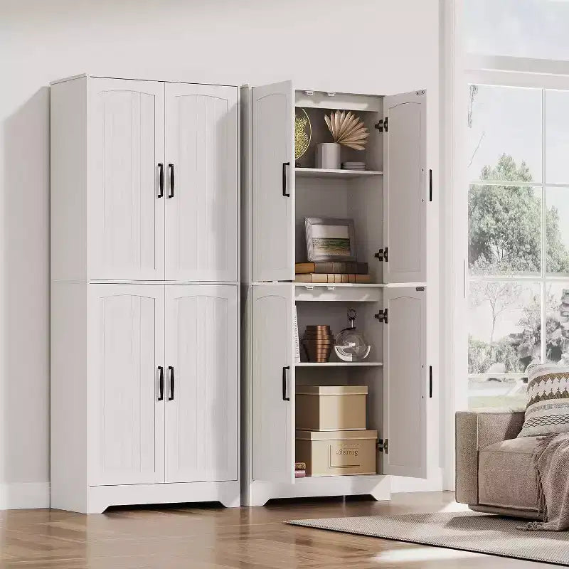Garde-manger de cuisine style ferme, armoire de rangement garde-manger haute 71 en bois avec 4 portes et étagères réglables, buffet pour salle à manger, salon