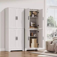 Garde-manger de cuisine style ferme, armoire de rangement garde-manger haute 71 en bois avec 4 portes et étagères réglables, buffet pour salle à manger, salon