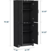 Garde-manger de cuisine style ferme, armoire de rangement garde-manger haute 71 en bois avec 4 portes et étagères réglables, buffet pour salle à manger, salon