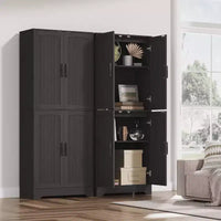 Garde-manger de cuisine style ferme, armoire de rangement garde-manger haute 71 en bois avec 4 portes et étagères réglables, buffet pour salle à manger, salon