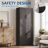 Garde-manger de cuisine style ferme, armoire de rangement garde-manger haute 71 en bois avec 4 portes et étagères réglables, buffet pour salle à manger, salon