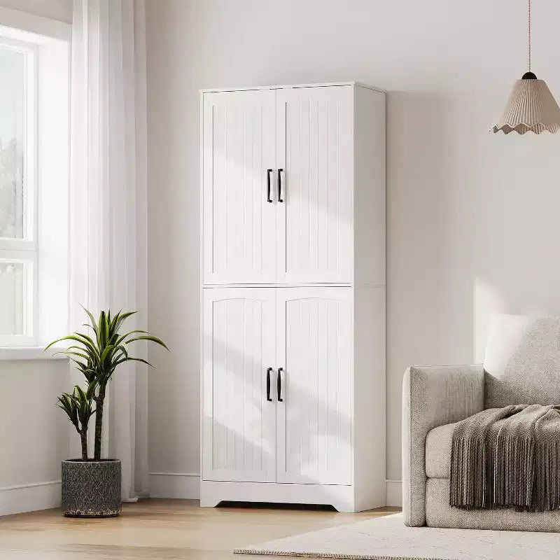 Garde-manger de cuisine style ferme, armoire de rangement garde-manger haute 71 en bois avec 4 portes et étagères réglables, buffet pour salle à manger, salon