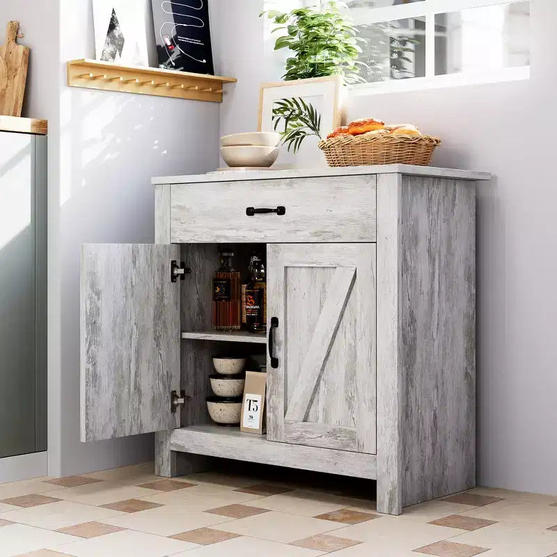 Buffet enfilade, meuble de rangement de cuisine avec tiroirs, porte, étagères réglables, vaisselier autoportant avec buffet