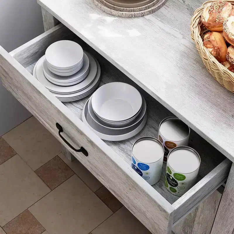 Buffet enfilade, meuble de rangement de cuisine avec tiroirs, porte, étagères réglables, vaisselier autoportant avec buffet