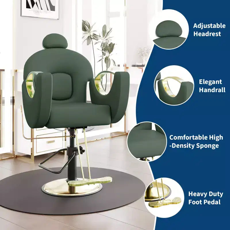 Chaise de barbier professionnelle Garvee inclinable, chaise de salon de beauté, chaise de gaming pour salon de coiffure et maison, chaise de salon pivotante 360 pour coiffeur