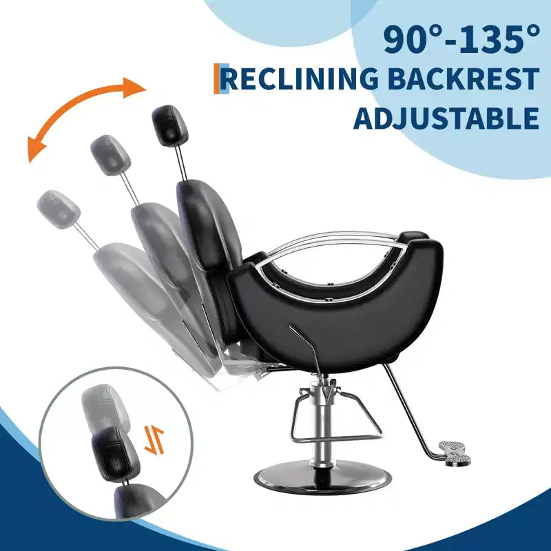 Chaise de barbier professionnelle Garvee inclinable, chaise de salon de beauté, chaise de gaming pour salon de coiffure et maison, chaise de salon pivotante 360 pour coiffeur