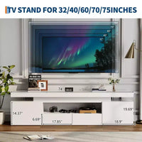 Meuble TV laqué brillant pour TV 75/80/85 pouces, meuble multimédia moderne avec lumières et étagères en verre, console multimédia pour salon et chambre